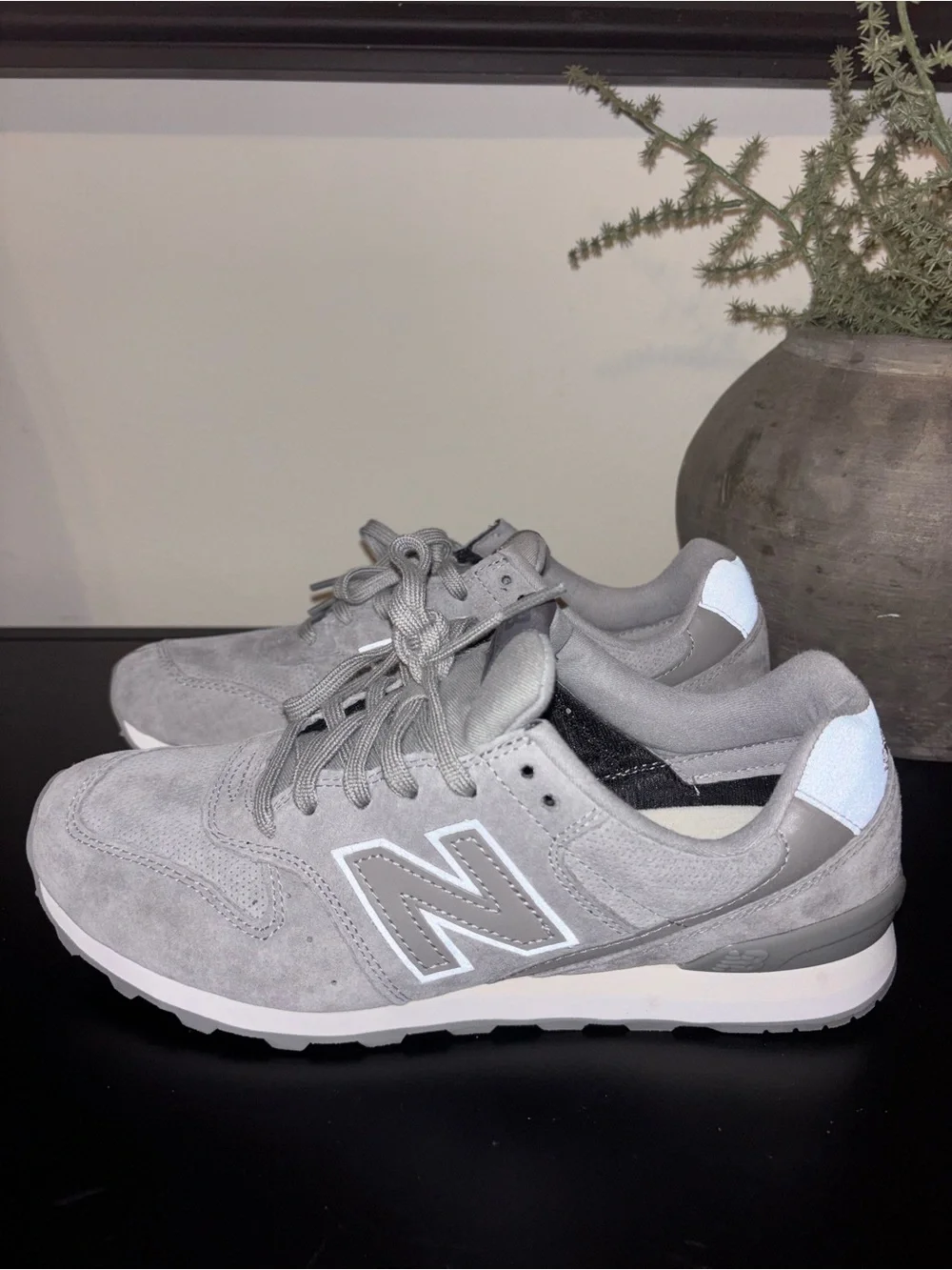 New Balance Women's Gray Suede Lace-Up Sneakers